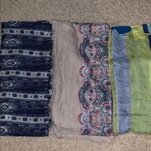 Three printed  scarfs